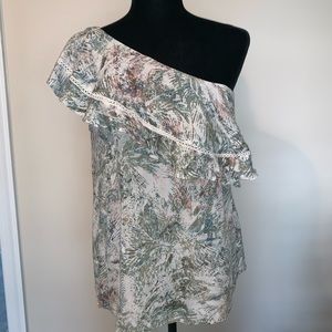 One shoulder cotton blouse